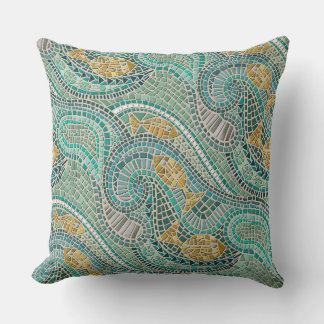 Coussin menthe de poisson en mosaïque