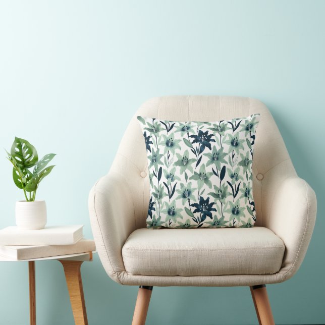 Coussin Menthe et Nuit Abstrait Lys (Chaise)