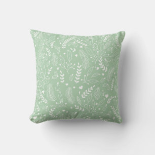 Coussin Menthe Moderne avec Houx Blanc, Baies, Branche de 