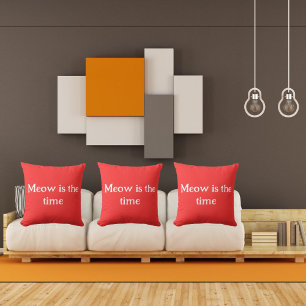 Coussin Meow est le temps drôle Rétro animal mignon Rouge