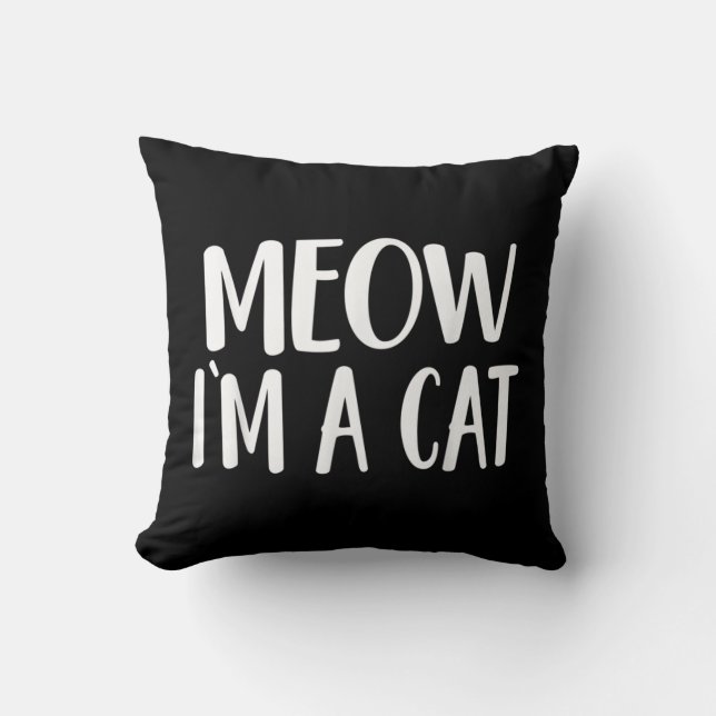 Coussin Meow je suis un chat Halloween (Recto)
