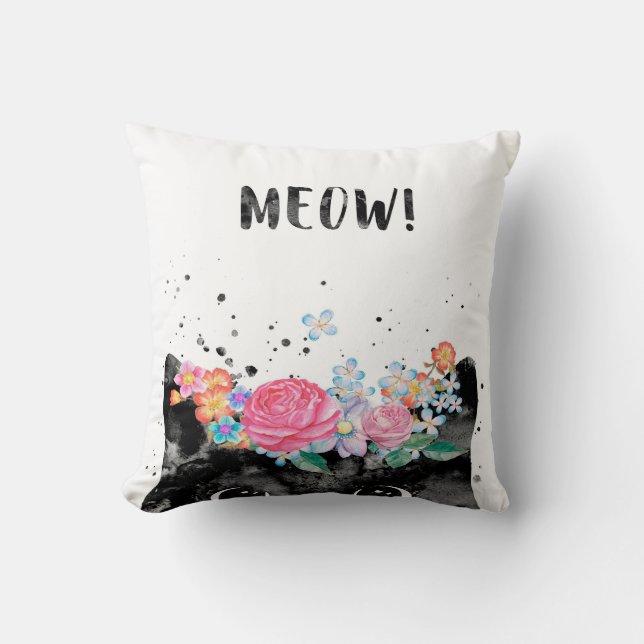 Coussin Meow Peeking Chat, Kitten Amoureux des chats Idée  (Recto)