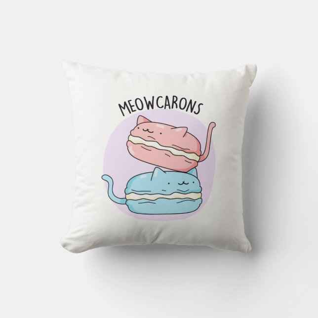 Coussin Meowcarons amusant Macaron Pun (Recto)