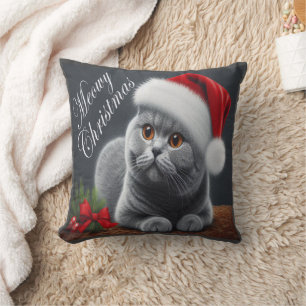 Coussin MeowChristmas British Shorthair Père Noël Cat