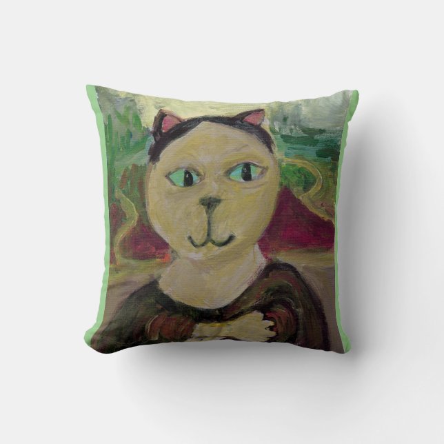 Coussin Meowna Mona Lisa Amusement Classique Peinture de C (Recto)