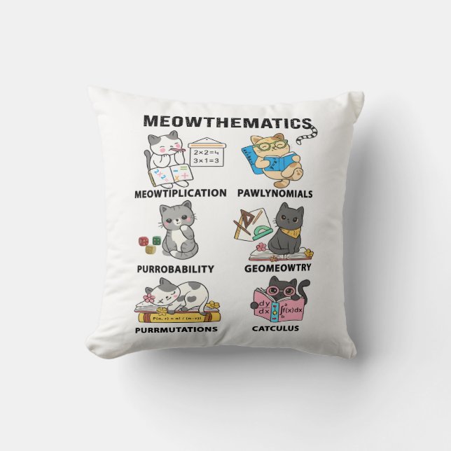 Coussin Meowthematics Funny Math Cat Puns For Math Lovers (Recto)