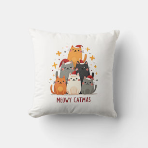 Coussin Meowy Catmas Chat Noël Arbre de Noël Xmas (1)