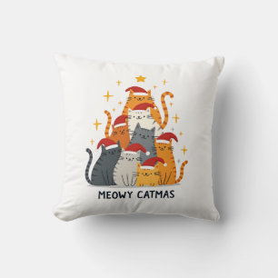 Coussin Meowy Catmas Chat Noël Arbre de Noël Xmas (4)