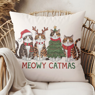 Coussin Meowy Catmas Drôle des chats de vacances - Décor d