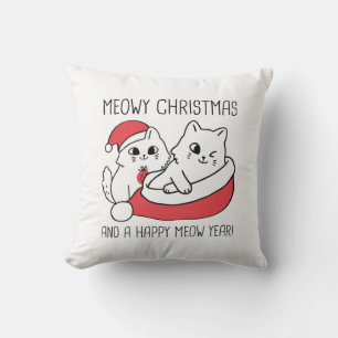 Coussin Meowy Christmas et A Happy Meow Year