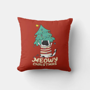 Coussin Meowy Christmas Funny Amoureux des chats