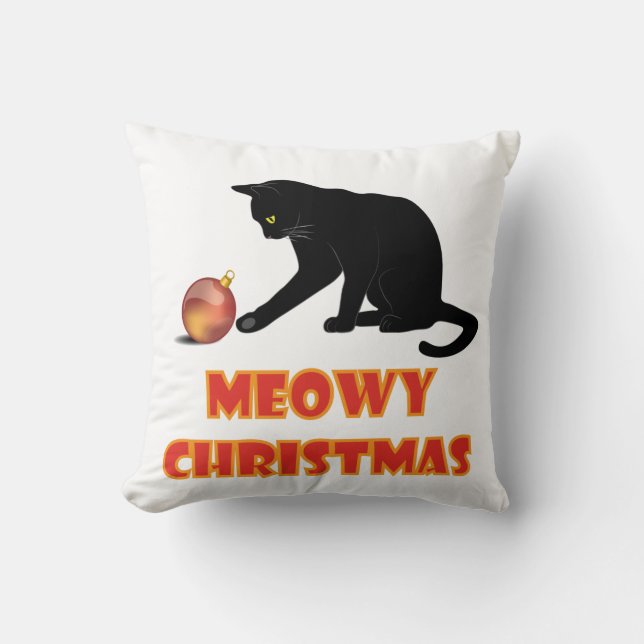 Coussin Meowy Christmas Funny Chat (Recto)