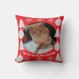 Coussin Meowy et lumineux, Photo de chat, Noël 