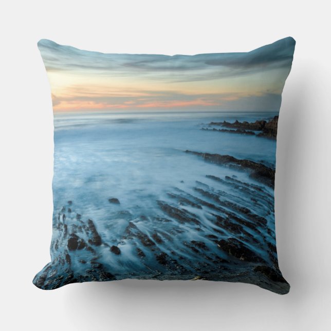 Coussin Mer bleue au coucher du soleil, Californie (Recto)