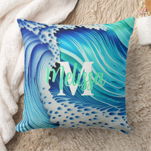 Coussin Mer de bleu Monogramme