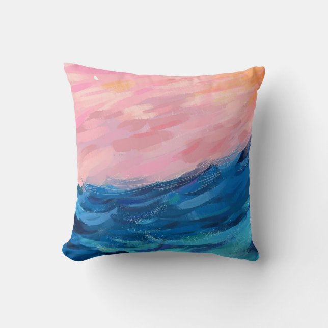 Coussin Mer et ciel rose. (Recto)