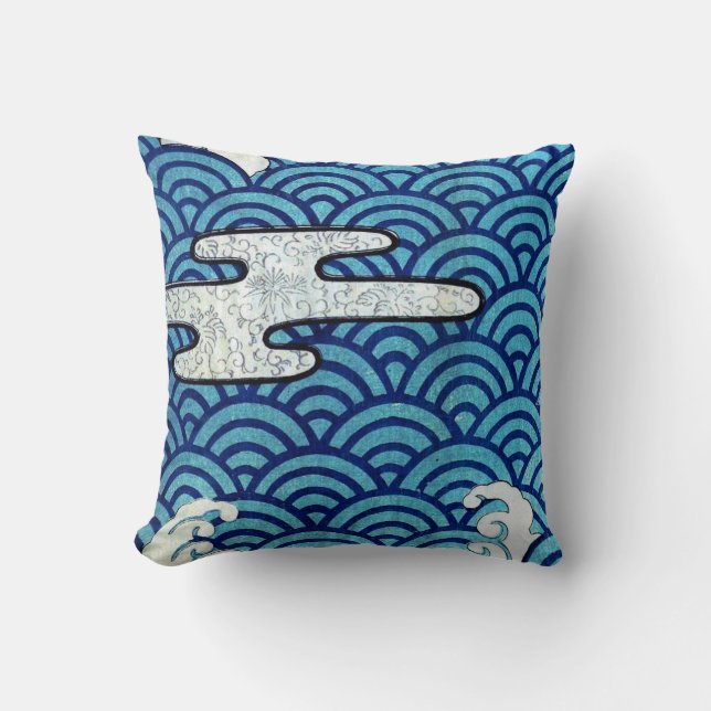 Coussin Mer et nuages japonais (Recto)