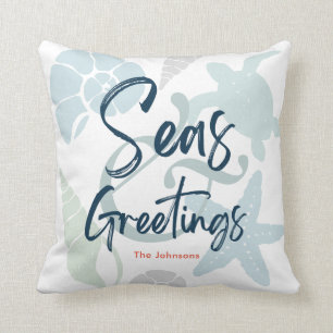 Coussin Mer et salutations Coquillage Noël