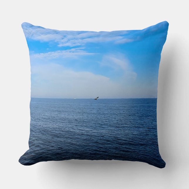 Coussin Mer Noire calme Roumanie – Impression de mouettes  (Recto)