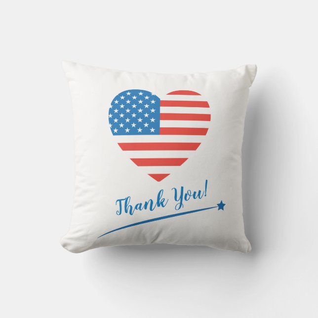 Coussin Merci - American USA Flag Heart Fireworks (Recto)