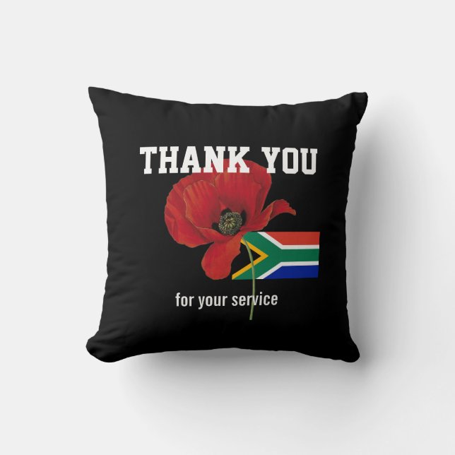Coussin MERCI Anciens Combattants Poppy AFRIQUE DU SUD (Recto)