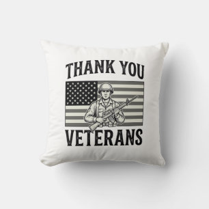 Coussin Merci aux vétérans Vintage Flag Soldat Chemise Des