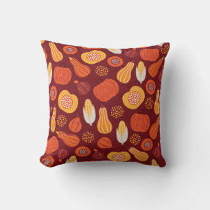 Coussin Merci Citrouille Brown Motif sans Seamless.