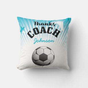 Coussin Merci Coach Football Aqua Blue Stars Ball