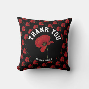 Coussin Merci de souvenir POPPY personnalisé NOIR