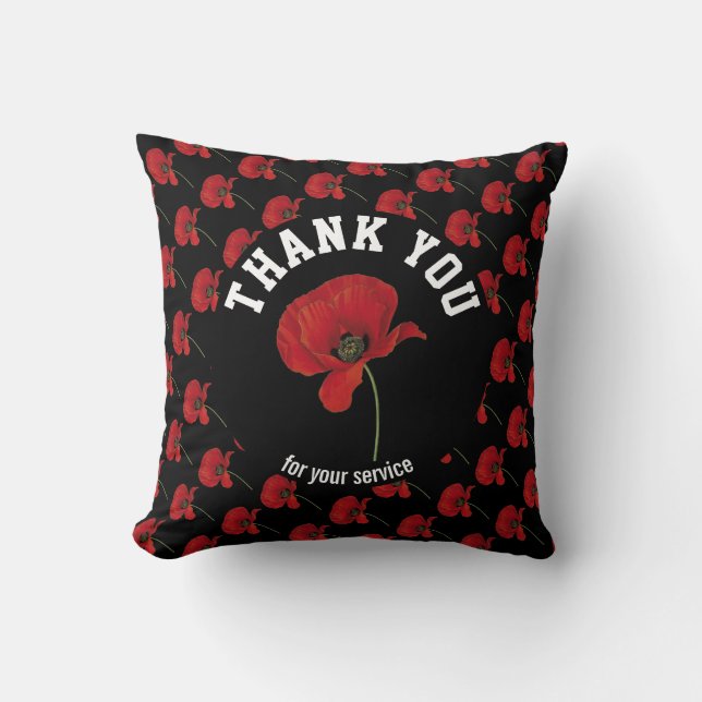 Coussin Merci de souvenir POPPY personnalisé NOIR (Recto)
