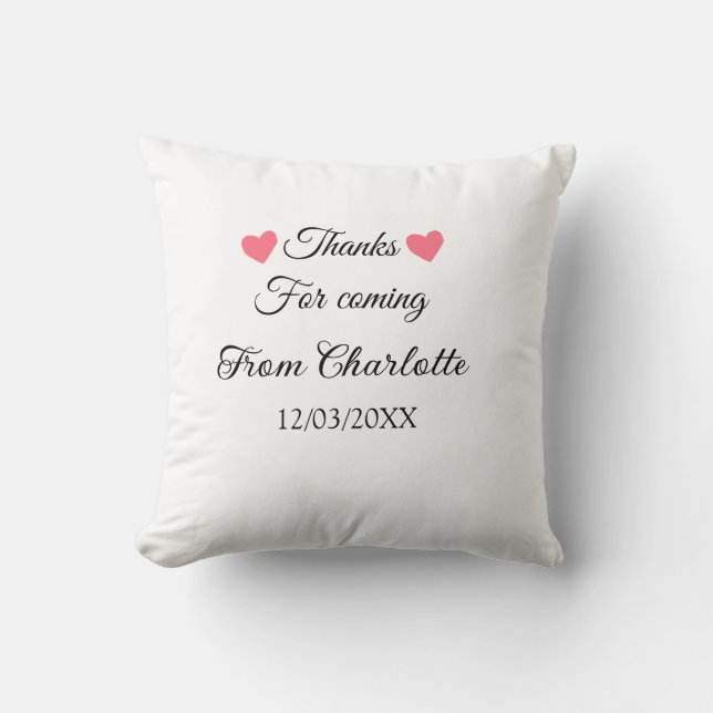 Coussin merci d'être venu nom du destinataire message text (Recto)