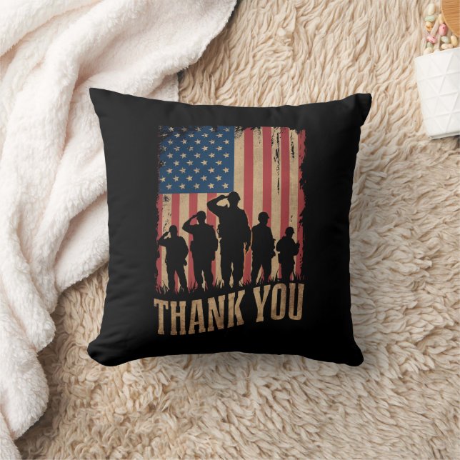 Coussin Merci Drapeau Américain de la Fête des Vétérans Vi (Couverture)