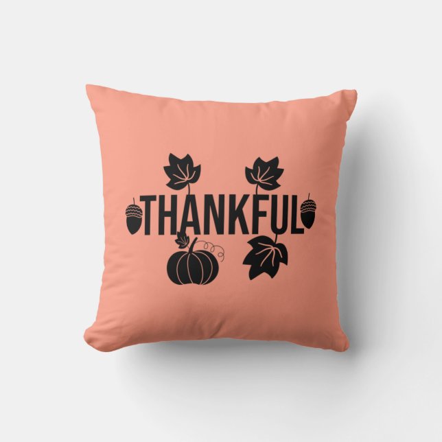 Coussin Merci, Feuille Et Citrouille (Recto)