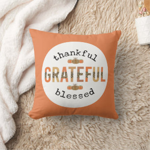 Coussin Merci Grateful Blessé mignon automne Thanksgiving