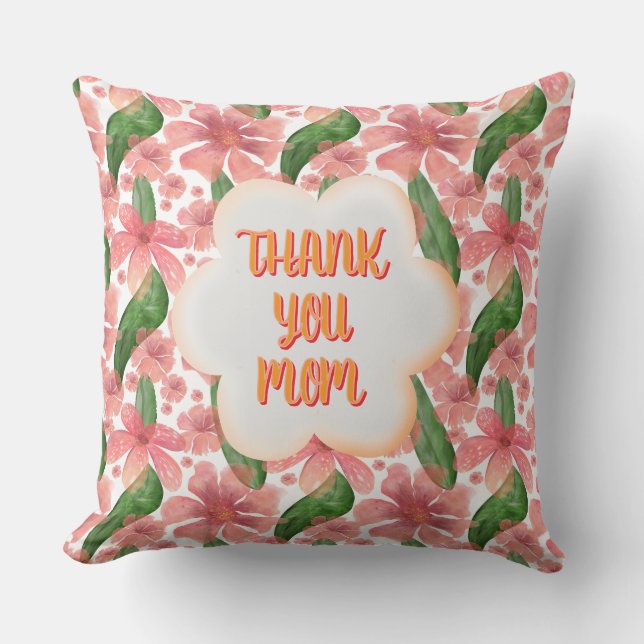 Coussin Merci maman personnalisé aquarelle (Recto)