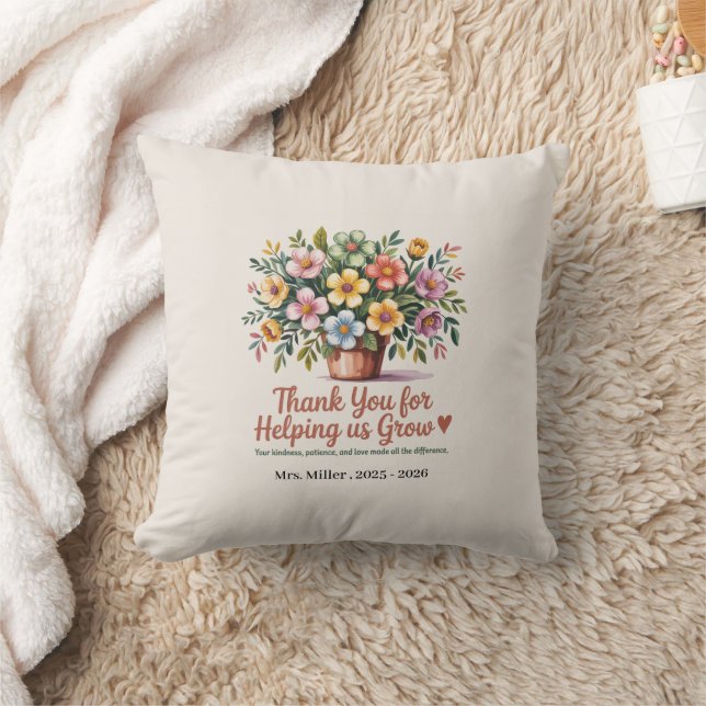 Coussin Merci Pour Nous Aider À Croître - Enseignant (Couverture)