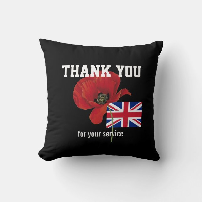 Coussin MERCI Serviteurs Britanniques Poppy UNION JACK (Recto)