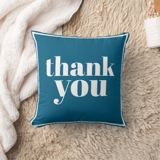 Coussin Merci typographie minimal bleu  (Couverture)