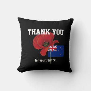 Coussin MERCI vétérans de la police Poppy NOUVELLE-ZÉLANDE