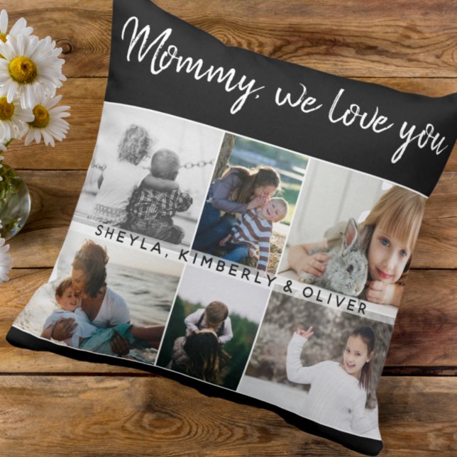 Coussin Mère avec enfants et famille Maman 6 Photo Collage (Créateur téléchargé)