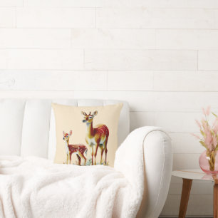 Coussin mère cerf et faon