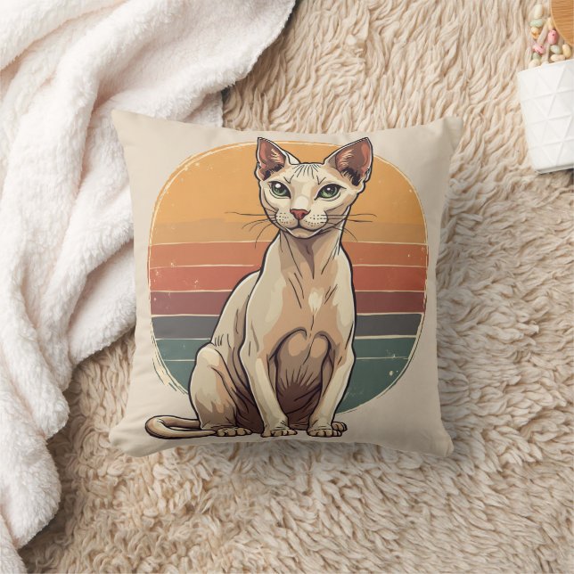 Coussin Mère Chat Sphynx Vintage Art Rétro (Couverture)