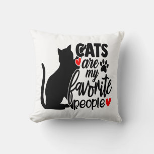 Coussin Mère de chat fou Kitty Maman Chat noir et blanc Mi
