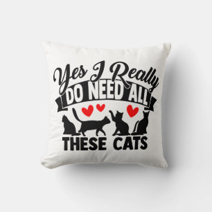 Coussin Mère de chat fou Kitty Maman Chat noir et blanc Mi