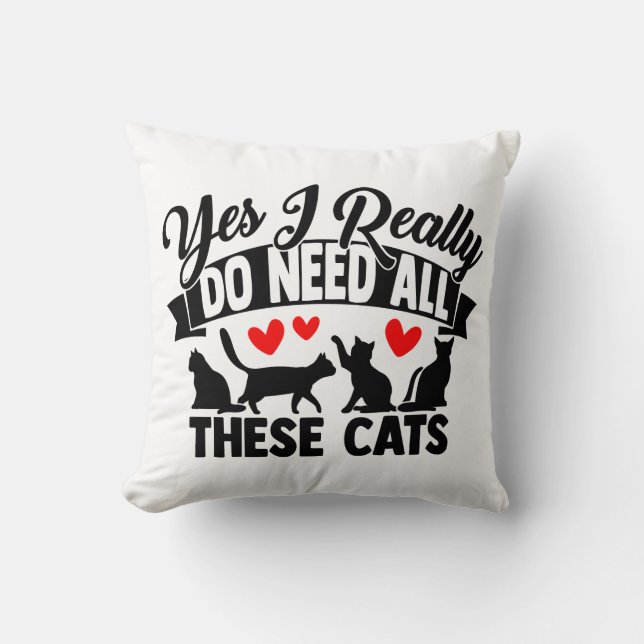 Coussin Mère de chat fou Kitty Maman Chat noir et blanc Mi (Recto)