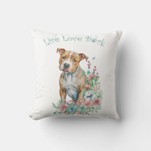 Coussin Mère de chien Staffordshire Terrier Floral