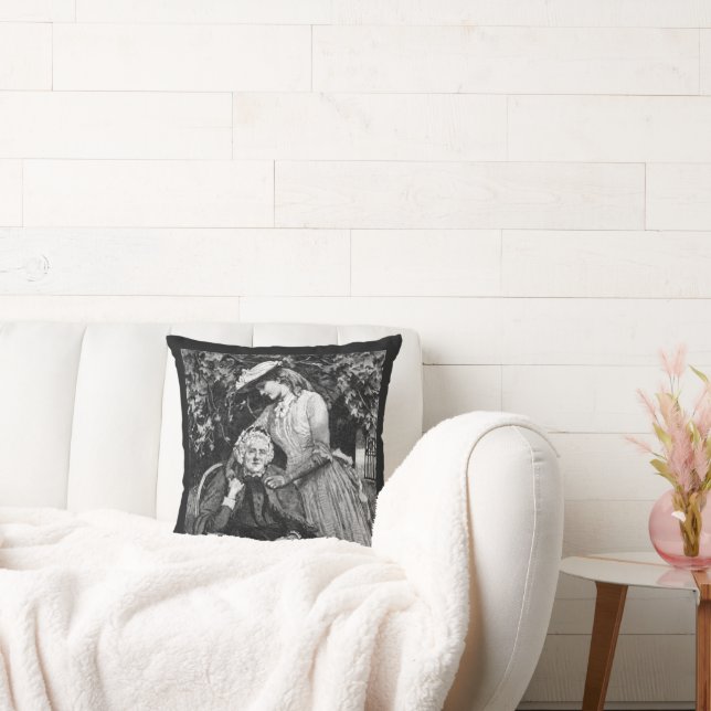 Coussin Mère Fille Petite-Fille Élégante de Style Rétro (Canapé)
