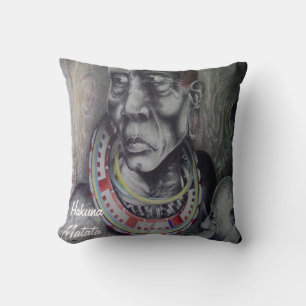 Coussin Mère masaï et enfant avec lion Art Print/Graphique
