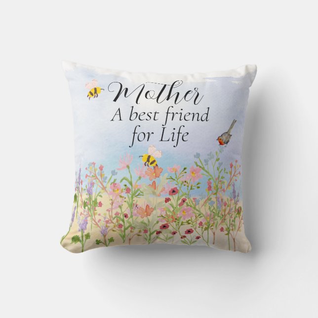 Coussin Mère - Meilleur Ami pour la Vie - Jardin Fleur sau (Recto)