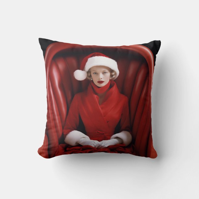 Coussin Mère Noël élégante vintage (Recto)